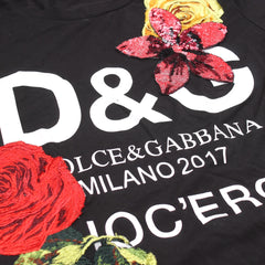 D&G T-Shirt Designer Schwarz Bunt Damen Baumwolle – Nahaufnahme-2