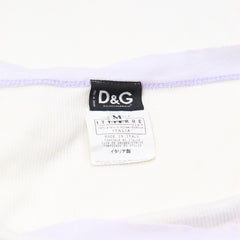 D&G T-Shirt Designer Weiß Flieder Damen Baumwolle – Nahaufnahme-3