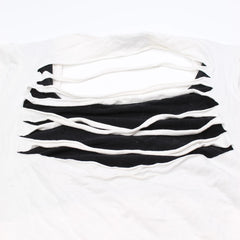 D&G T-Shirt Designer Weiß Schwarz Damen Baumwolle – Nahaufnahme-3
