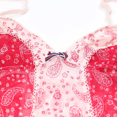 D&G Tanktop Designer Rot Rose Damen Nylon – Nahaufnahme-1