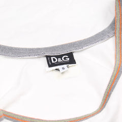 D&G Tanktop Designer Weiß Orange Damen Baumwolle – Nahaufnahme-3
