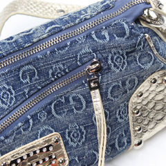 Gussaci Vintage Gold Pattern Helles Denim Bag