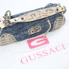 Gussaci Vintage Snake Pattern Helles Denim Bag