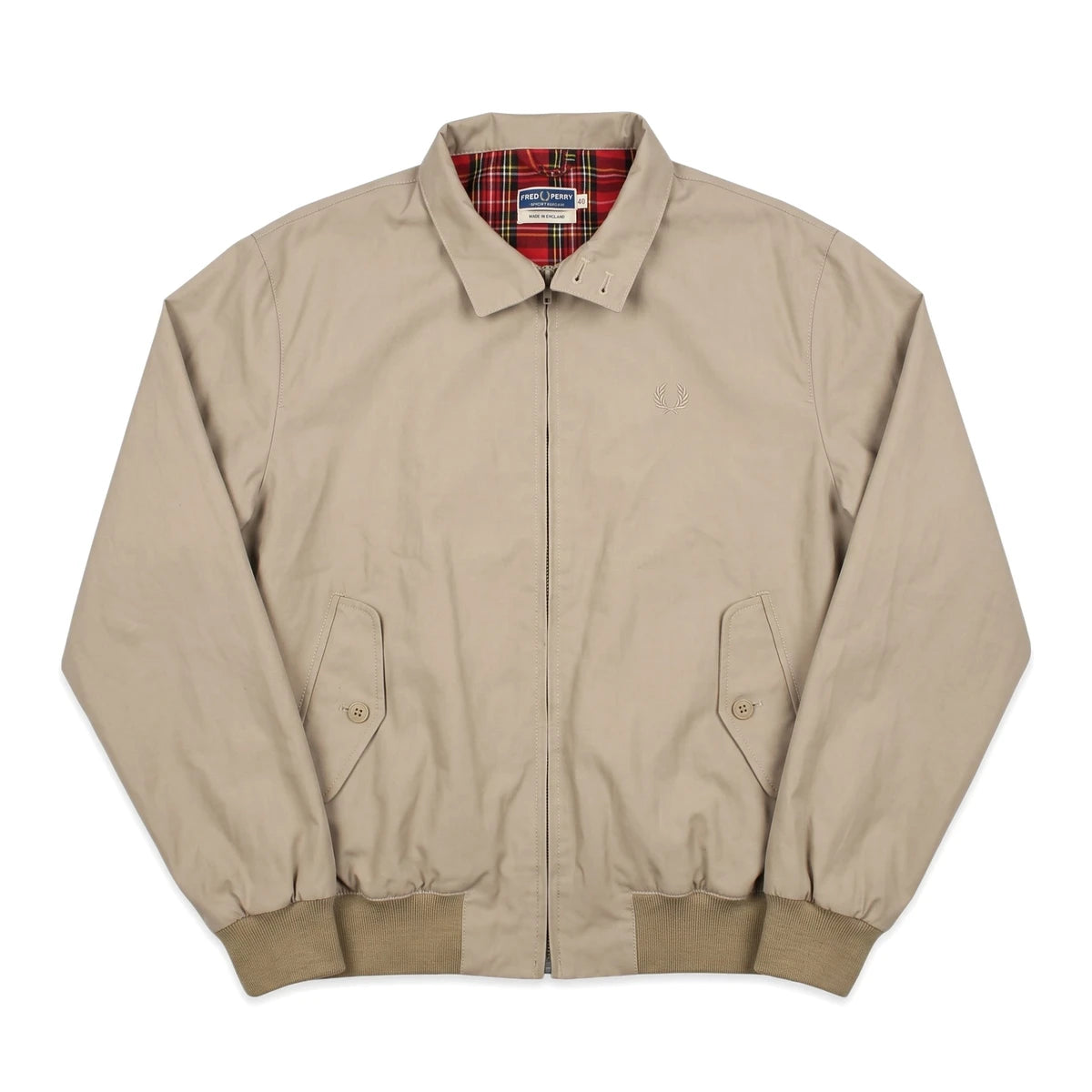Fred Perry Jacke Casual Beige Rot Herren Baumwolle – Vorderansicht