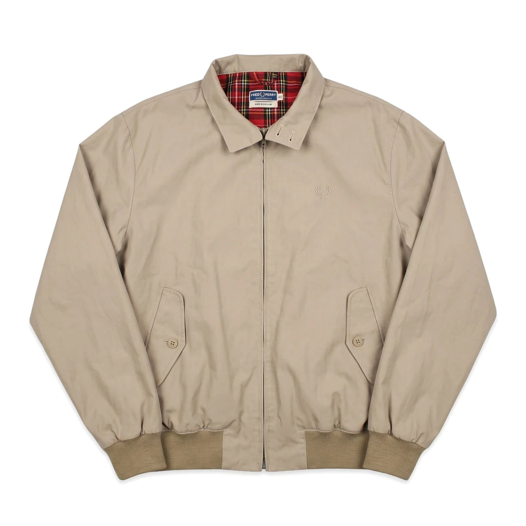 Fred Perry Jacke Casual Beige Rot Herren Baumwolle – Vorderansicht