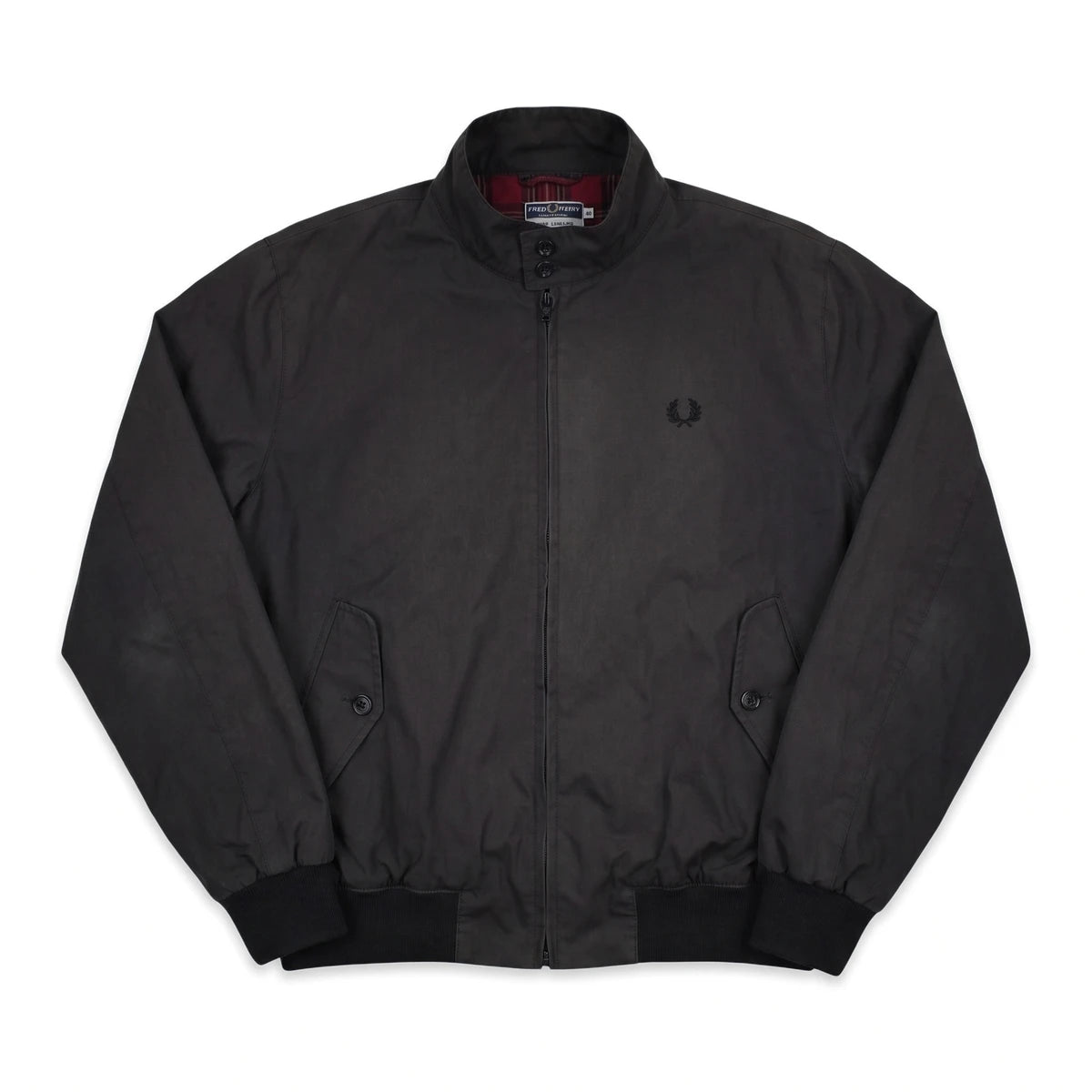 Fred Perry Jacke Casual Schwarz Rot Herren Baumwolle – Vorderansicht