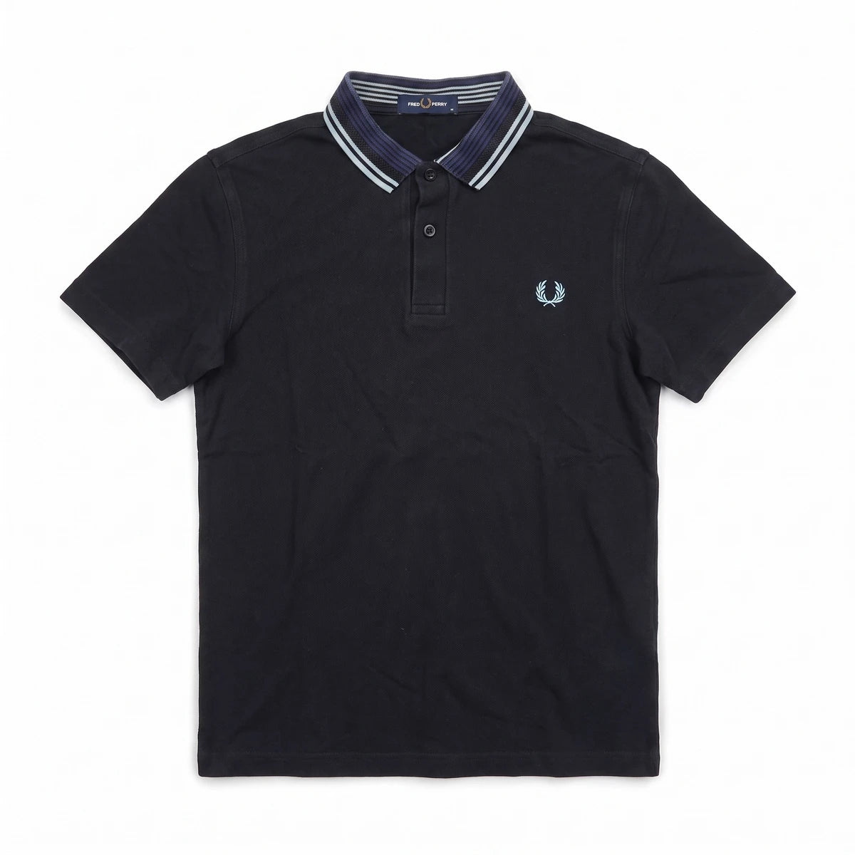 Fred Perry Polo Casual Marineblau Hellblau Herren Baumwolle – Vorderansicht