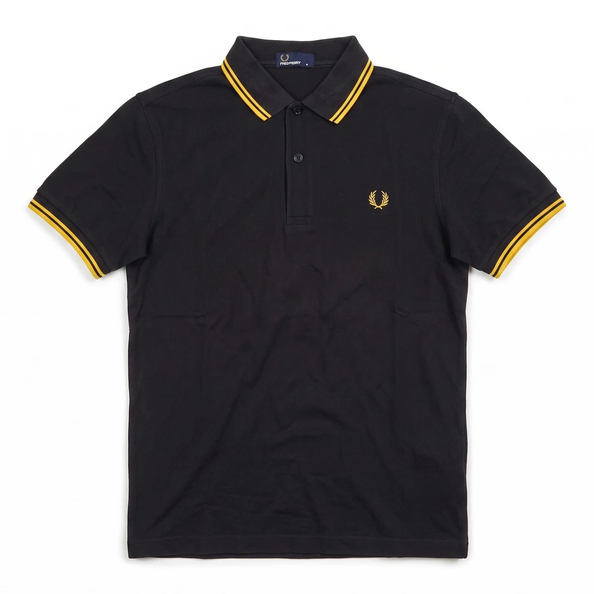 Fred Perry Polo Casual Schwarz Gold Herren Baumwolle – Vorderansicht