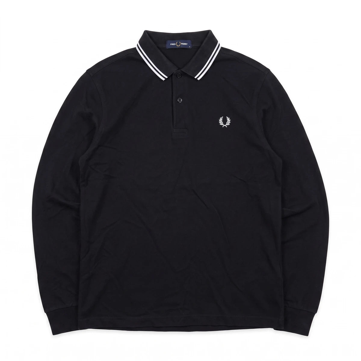 Fred Perry Polo Casual Schwarz Weiß Herren Baumwolle – Vorderansicht
