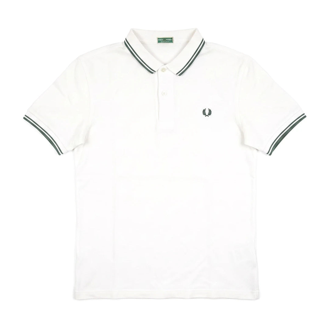 Fred Perry Polo Casual Weiß Grün Herren Baumwolle – Vorderansicht