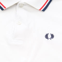 Fred Perry Polo Casual Weiß Herren Baumwolle – Nahaufnahme-1