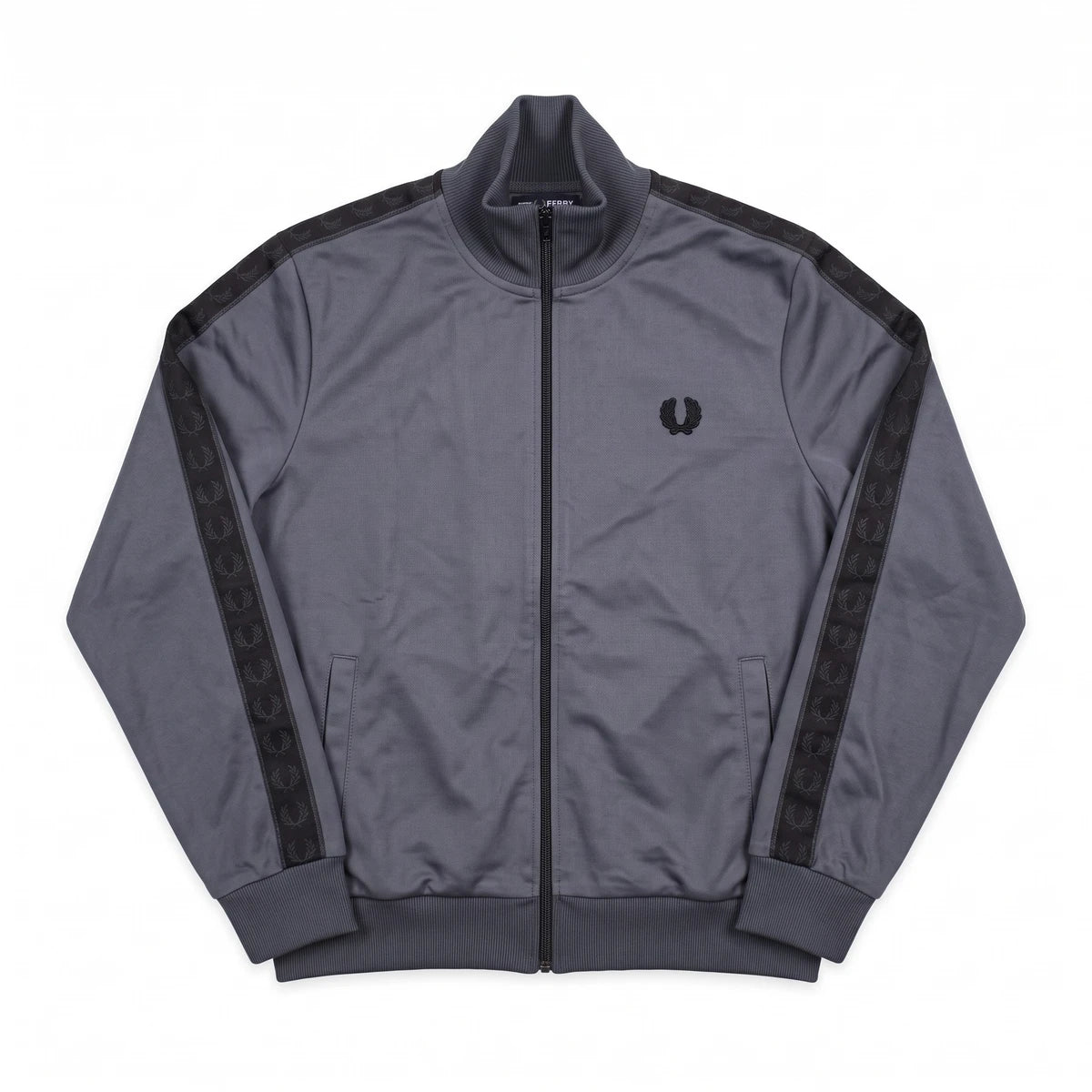 Fred Perry Trackjacket Casual Grau Schwarz Herren Polyester – Vorderansicht
