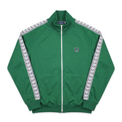 Fred Perry Trackjacket Casual Grün Weiß Herren Baumwolle, Polyester – Vorderansicht