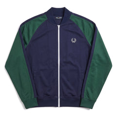 Fred Perry Trackjacket Casual Marineblau Grün Herren Polyester – Vorderansicht