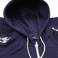 Fred Perry Trackjacket Casual Marineblau Weiß Herren Polyester – Nahaufnahme-3