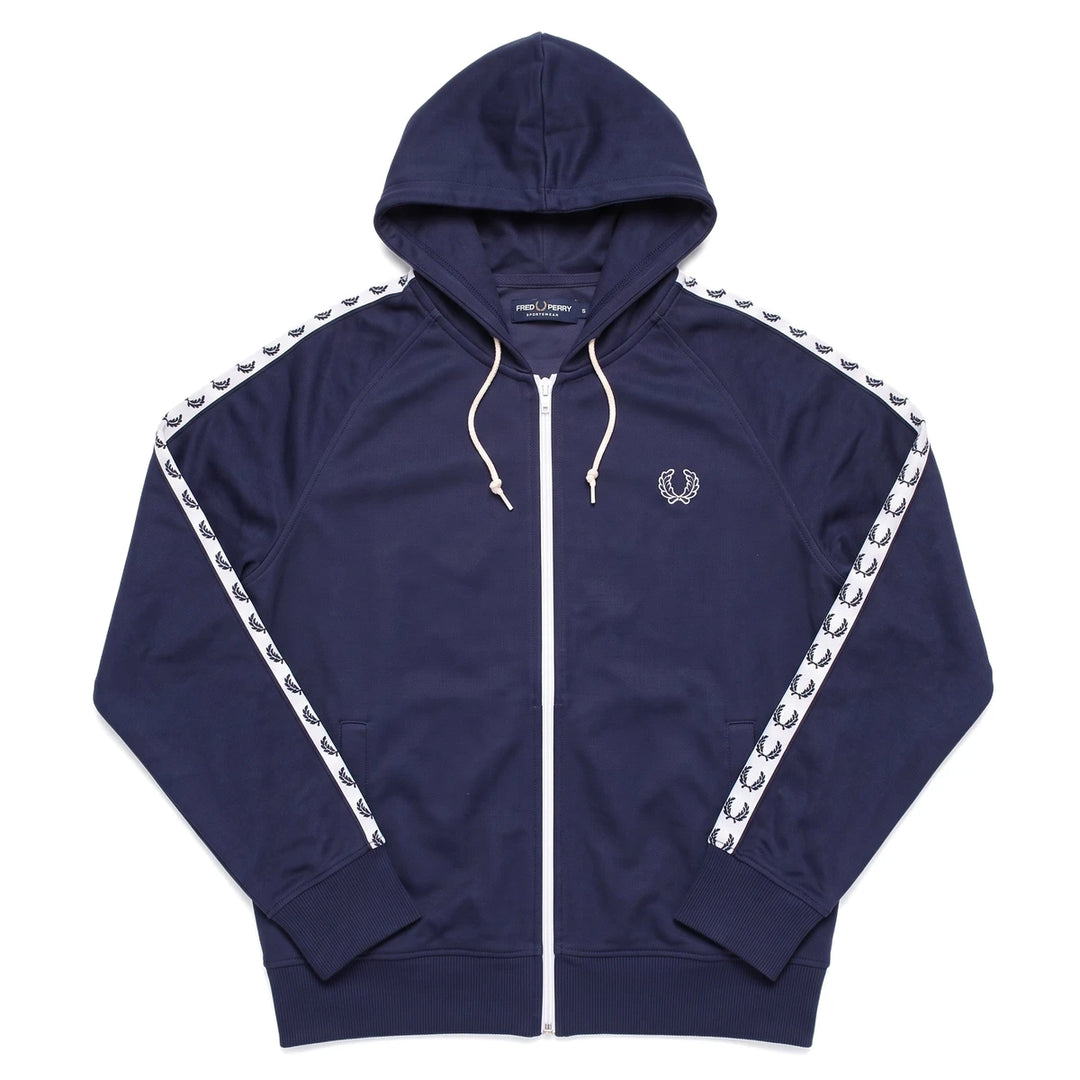 Fred Perry Trackjacket Casual Marineblau Weiß Herren Polyester – Vorderansicht