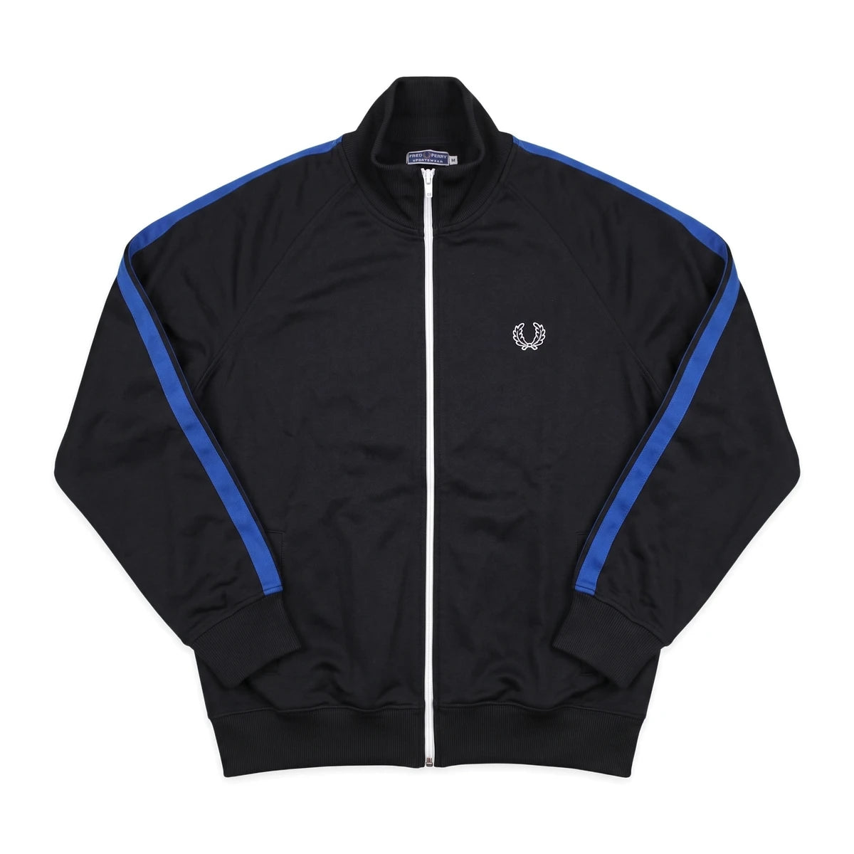 Fred Perry Trackjacket Casual Schwarz Blau Herren Baumwolle, Elastan – Vorderansicht