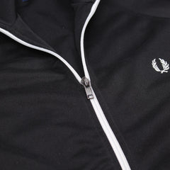 Fred Perry Trackjacket Casual Schwarz Weiß Herren Polyester Baumwolle – Nahaufnahme-2