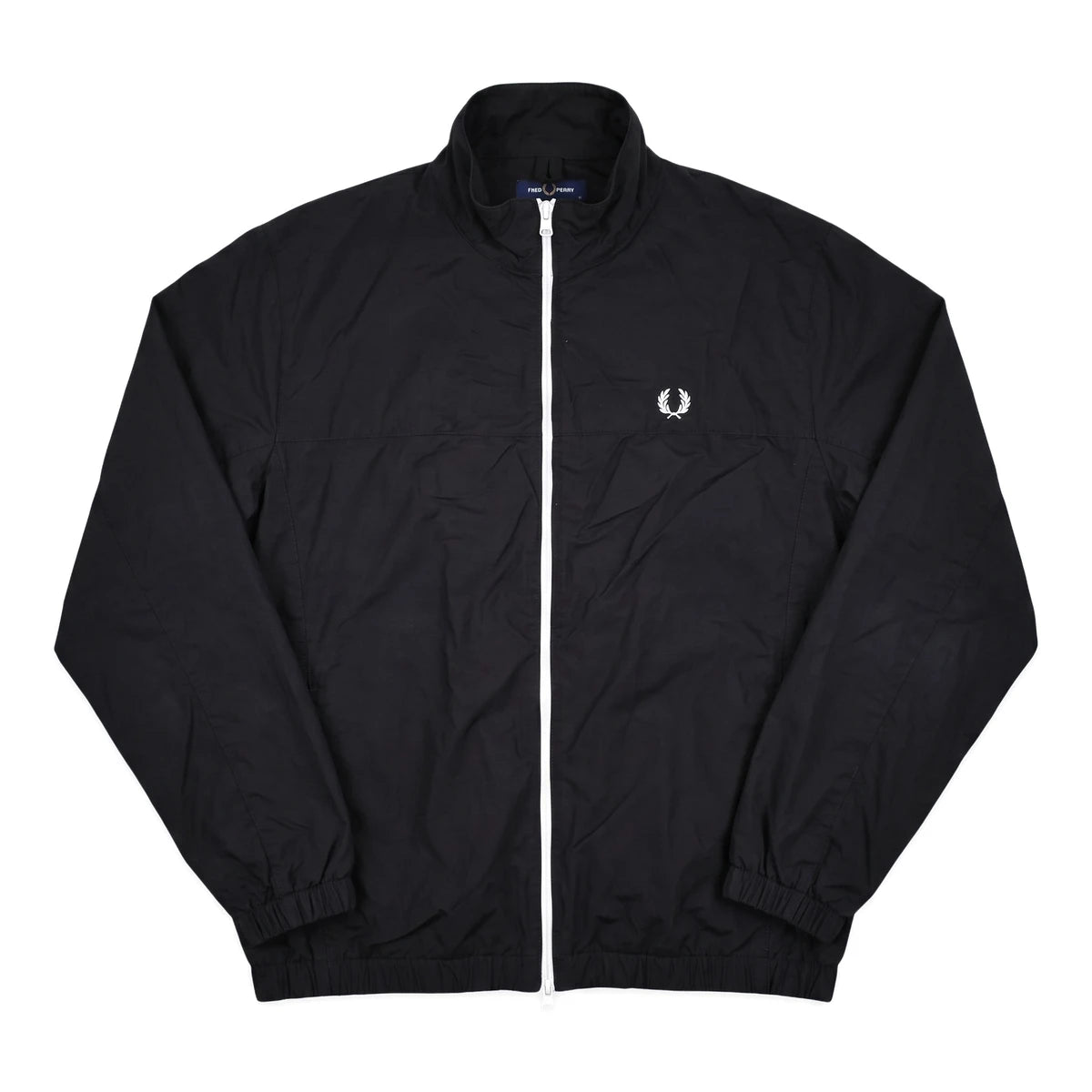 Fred Perry Trackjacket Casual Schwarz Weiß Herren Nylon – Vorderansicht
