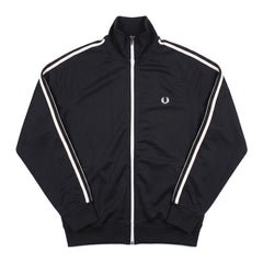 Fred Perry Trackjacket Casual Schwarz Weiß Herren Polyester Baumwolle – Vorderansicht