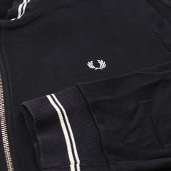 Fred Perry Zipper Casual Schwarz Weiß Herren Baumwolle – Nahaufnahme-1