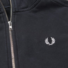 Fred Perry Zipper Casual Schwarz Weiß Herren Baumwolle – Nahaufnahme-1