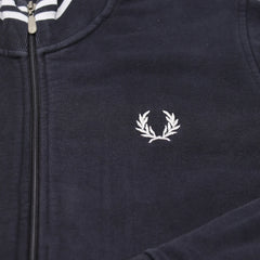 Fred Perry Zipper Casual Schwarz Weiß Herren Baumwolle – Nahaufnahme-1