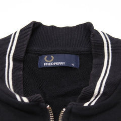 Fred Perry Zipper Casual Schwarz Weiß Herren Baumwolle – Nahaufnahme-3
