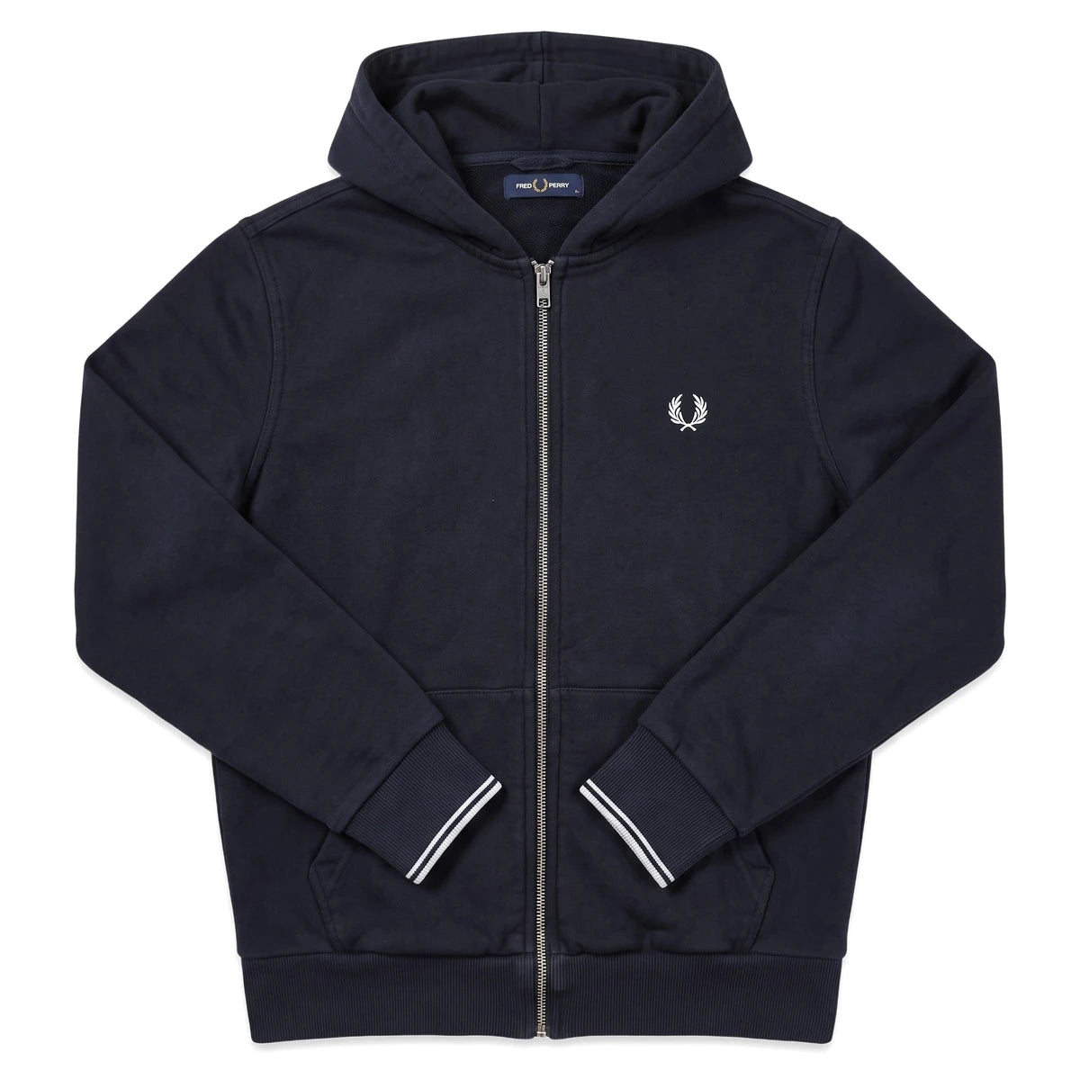 Fred Perry Zipper Casual Schwarz Weiß Herren Baumwolle – Vorderansicht