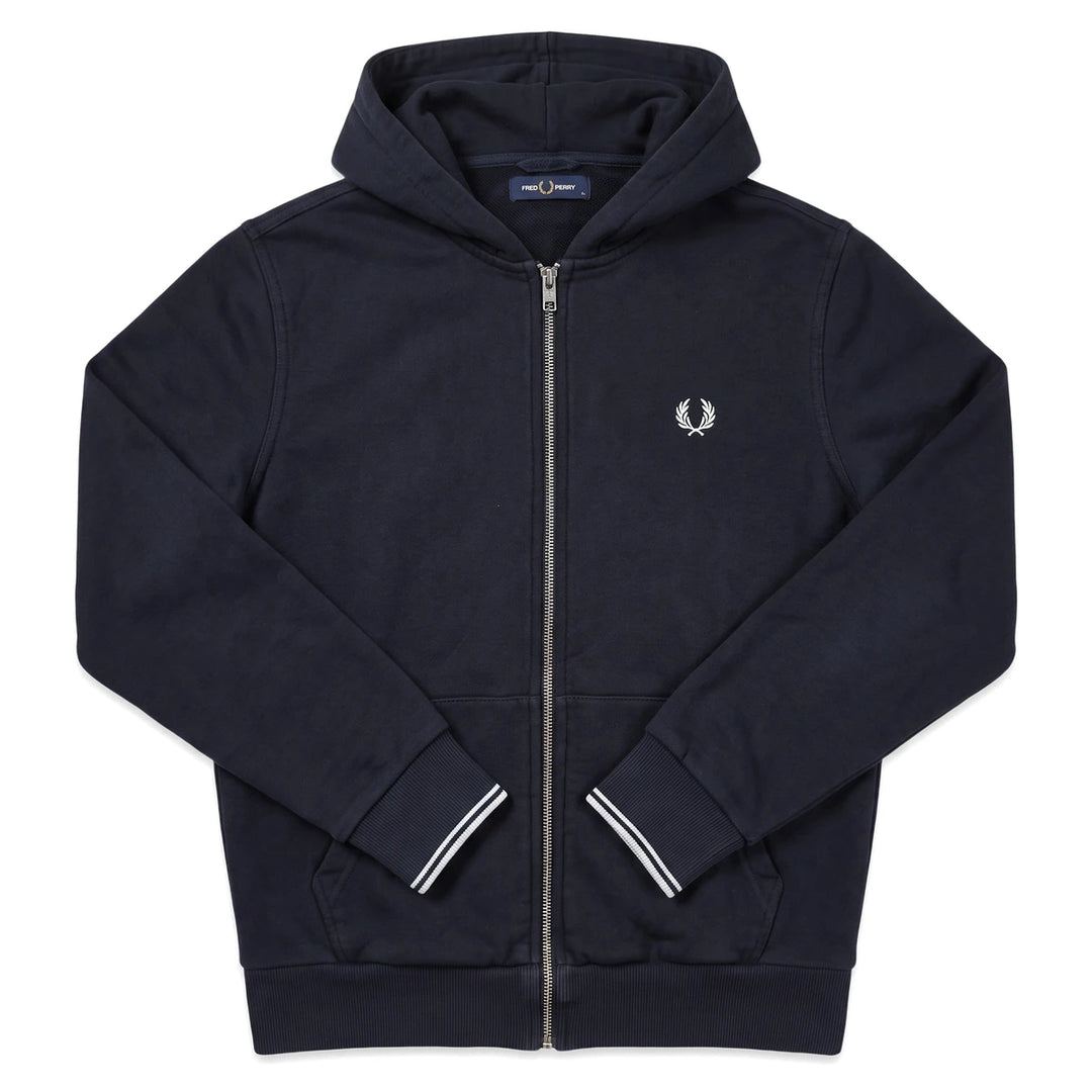 Fred Perry Zipper Casual Schwarz Weiß Herren Baumwolle – Vorderansicht