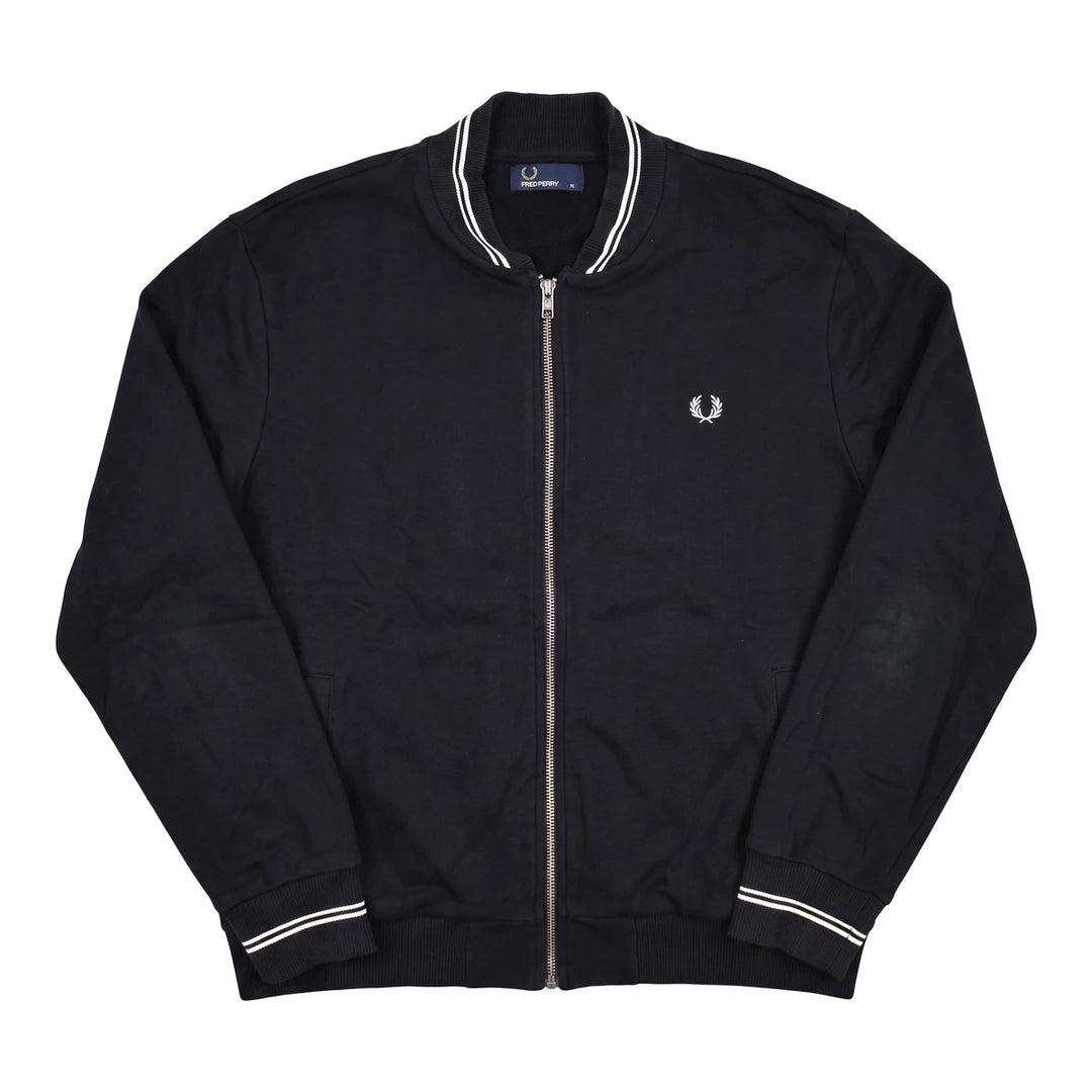 Fred Perry Zipper Casual Schwarz Weiß Herren Baumwolle – Vorderansicht