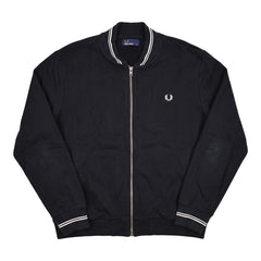 Fred Perry Zipper Casual Schwarz Weiß Herren Baumwolle – Vorderansicht