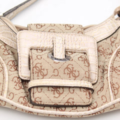 Guess Handtasche Y2K Beige Braun Damen Baumwolle – Nahaufnahme-2