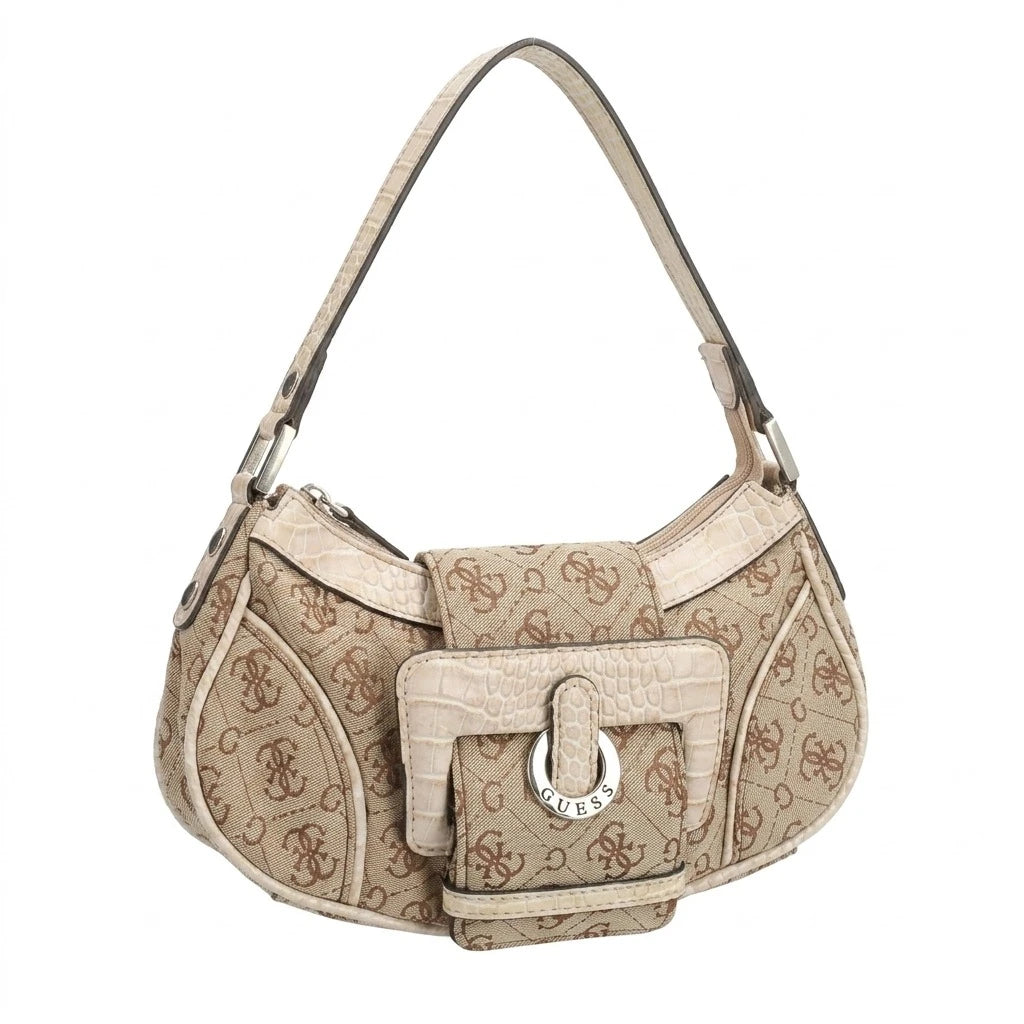 Guess Handtasche Y2K Beige Braun Damen Baumwolle – Vorderansicht