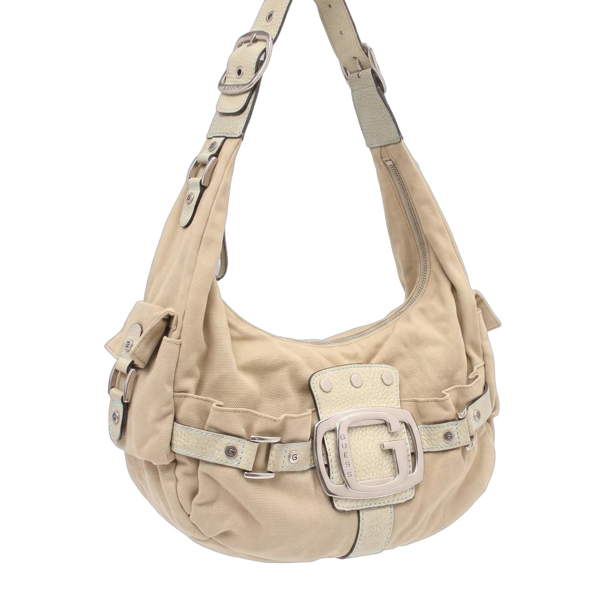 Guess Handtasche Y2K Beige Damen Baumwolle Kunstleder – Vorderansicht