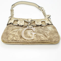 Guess Handtasche Y2K Beige Gold Damen Baumwolle, Kunstleder – Nahaufnahme-1