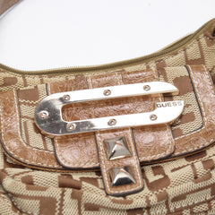 Guess Handtasche Y2K Beige Gold Damen Baumwolle Kunstleder – Nahaufnahme-2