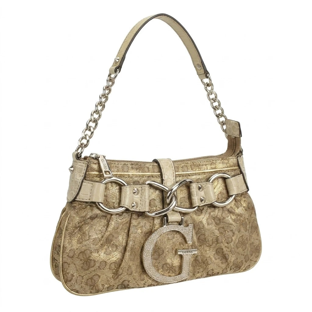 Guess Handtasche Y2K Beige Gold Damen Baumwolle, Kunstleder – Vorderansicht