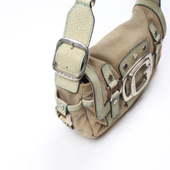 Guess Handtasche Y2K Beige Grün Damen Baumwolle – Nahaufnahme-2