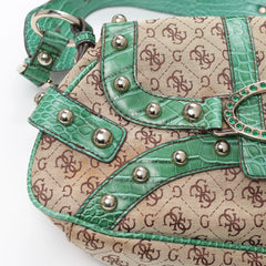 Guess Handtasche Y2K Beige Grün Damen – Nahaufnahme-3