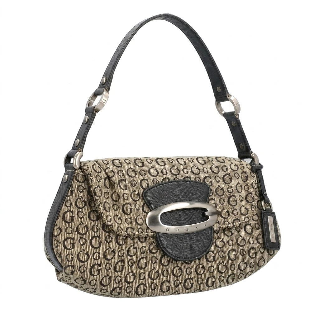 Guess Handtasche Y2K Beige Schwarz Damen Baumwolle – Vorderansicht