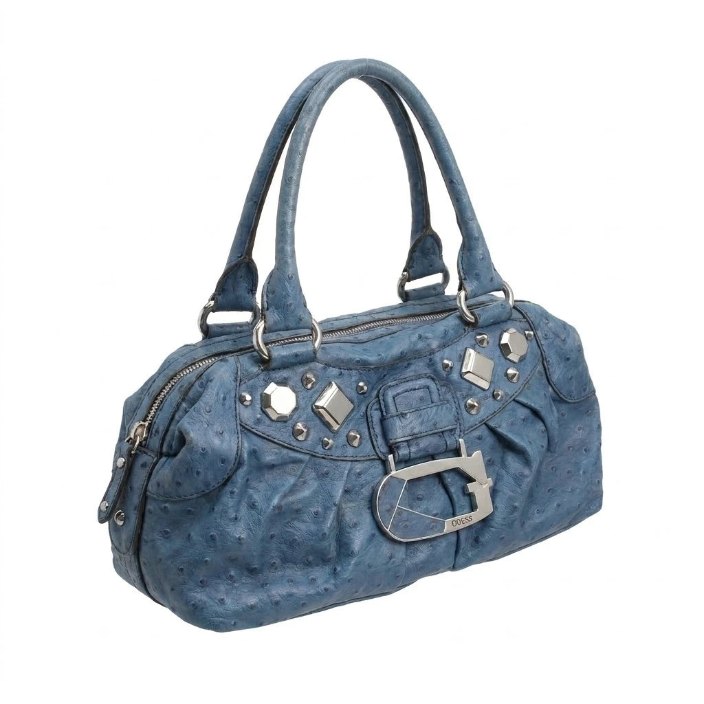 Guess Handtasche Y2K Blau Silber Damen Polyester – Vorderansicht