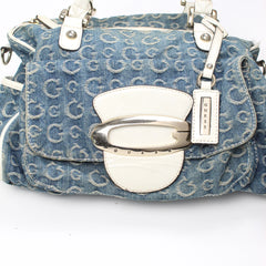 Guess Handtasche Y2K Blau Weiß Damen Baumwolle PVC – Nahaufnahme-1
