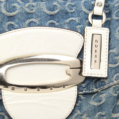 Guess Handtasche Y2K Blau Weiß Damen Baumwolle PVC – Nahaufnahme-2