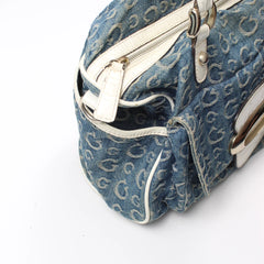Guess Handtasche Y2K Blau Weiß Damen Baumwolle PVC – Nahaufnahme-3