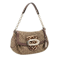 Guess Handtasche Y2K Braun Beige Damen Baumwolle PVC – Vorderansicht