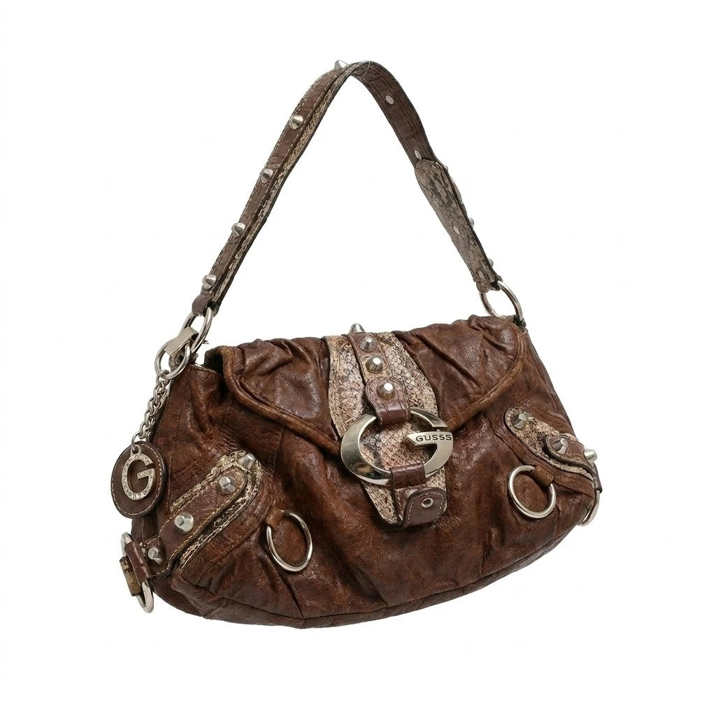 Guess Handtasche Y2K Braun Beige Damen Kunstleder – Vorderansicht