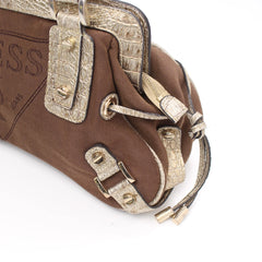 Guess Handtasche Y2K Braun Gold Damen Baumwolle Kunstleder – Nahaufnahme-3