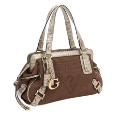 Guess Handtasche Y2K Braun Gold Damen Baumwolle Kunstleder – Vorderansicht