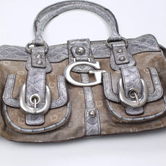 Guess Handtasche Y2K Braun Grau Damen Baumwolle Kunstleder – Nahaufnahme-1